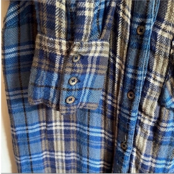 Free People Joplin shirt blue plaid button down flannel long sleeves - Picture 5 of 9